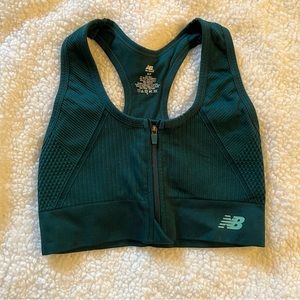New Balance Teal Zip Front Sports Bra